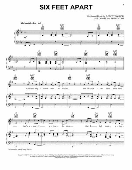 Free Sheet Music Six Feet Apart