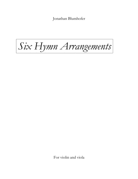 Six Hymn Arrangements For Violin And Viola Sheet Music