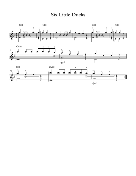 Free Sheet Music Six Little Ducks