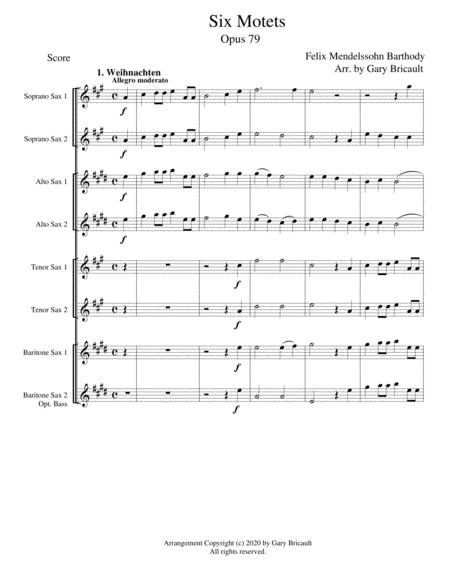 Free Sheet Music Six Motets Opus 79