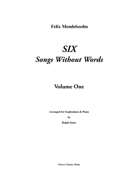 Free Sheet Music Six Songs Without Words For Euphonium Piano