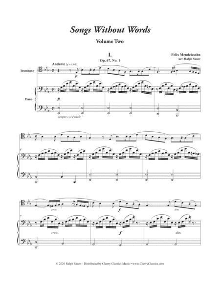 Six Songs Without Words For Trombone Piano Volume Ii Sheet Music