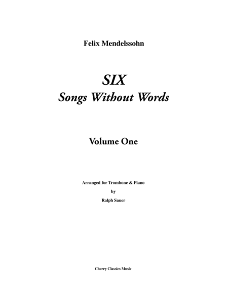 Free Sheet Music Six Songs Without Words For Trombone Piano