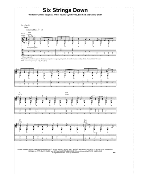 Six Strings Down Sheet Music