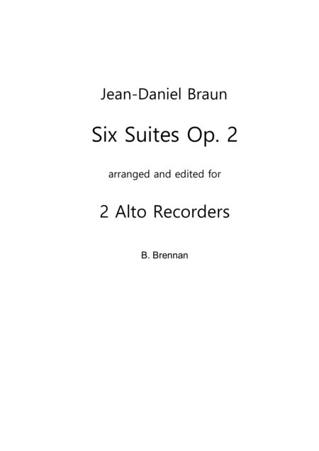 Free Sheet Music Six Suites Op 2 For 2 Treble Recorders Score