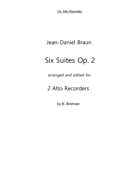 Six Suites Op 2 For Treble Recorder 1st Alto Part Sheet Music