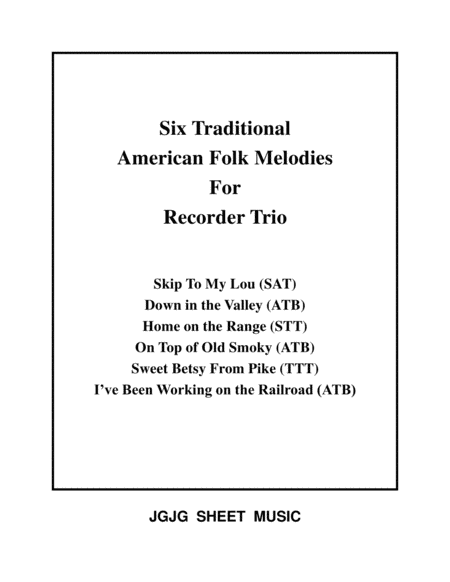Free Sheet Music Six Traditional American Songs For Recorder Trio