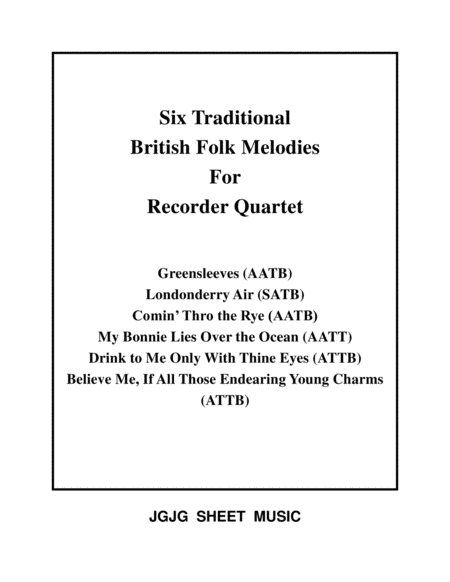 Six Traditional British Songs For Recorder Quartet Sheet Music