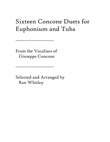 Free Sheet Music Sixteen Duets From Selected Vocalises For Euphonium Tuba Volume 1