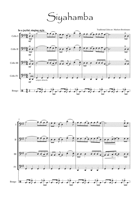 Free Sheet Music Siyahamba