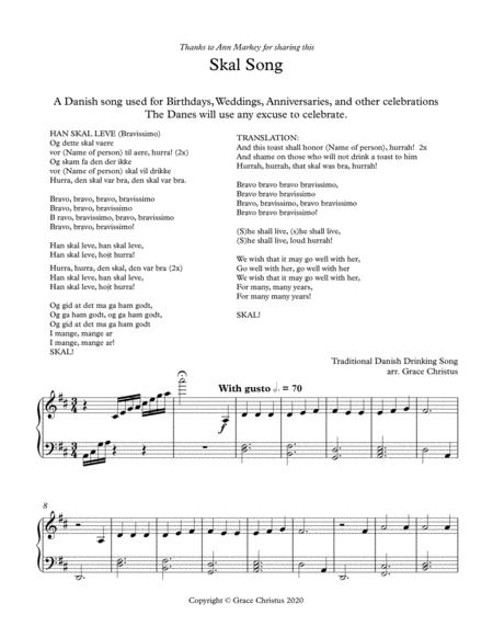 Free Sheet Music Skal Song