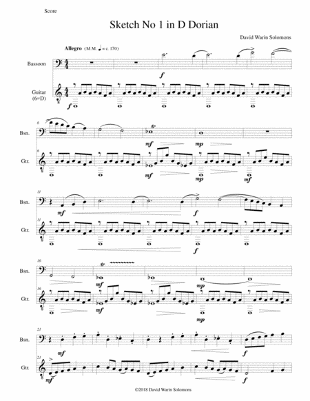 Free Sheet Music Sketch In D Dorian No 1 For Bassoon And Guitar
