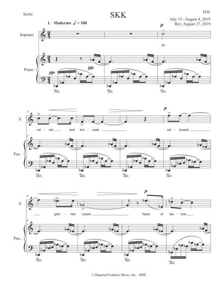 Skk 2019 For Soprano And Piano Sheet Music