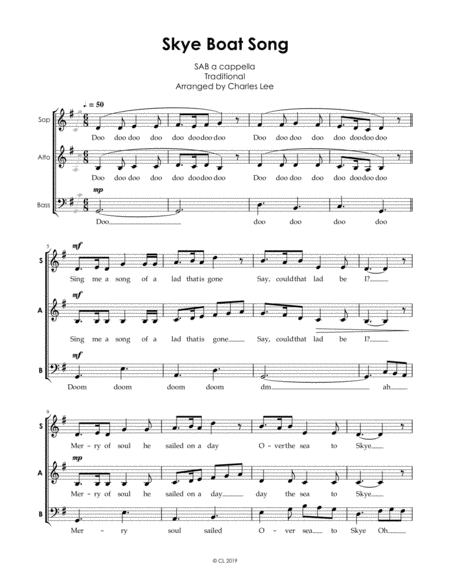 Skye Boat Song Sab A Cappella Sheet Music