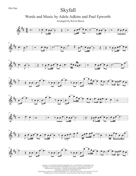 Free Sheet Music Skyfall Alto Sax