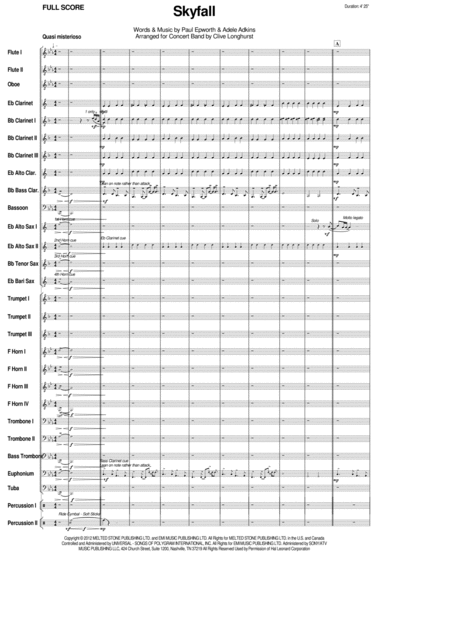 Free Sheet Music Skyfall For Concert Band