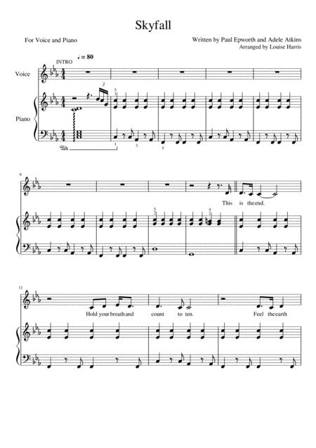 Skyfall For Easy Piano And Voice Sheet Music