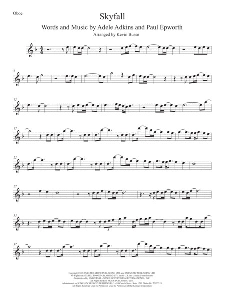 Skyfall Oboe Sheet Music