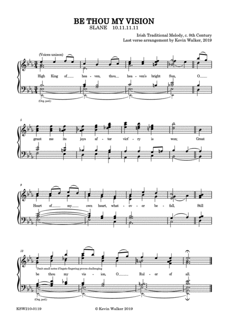 Slane Hymn Tune Last Verse Arrangement Eb Sheet Music