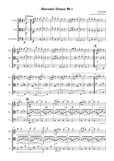 Free Sheet Music Slavonic Dance 1