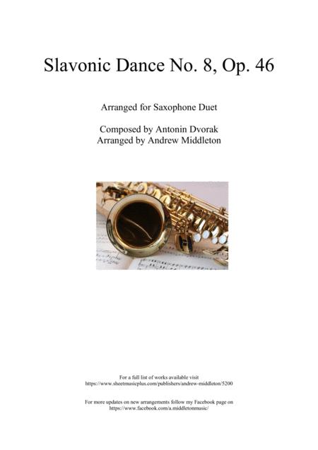 Slavonic Dance No 8 Arranged For Saxophone Duet Sheet Music