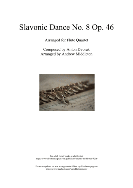 Slavonic Dance No 8 In G Minor Arranged For Flute Quartet Sheet Music