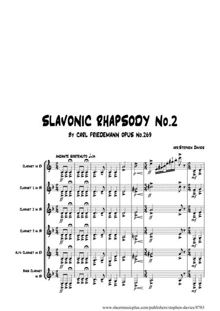 Slavonic Rhapsody No 2 By Carl Friedemann For Clarinet Sextet Sheet Music