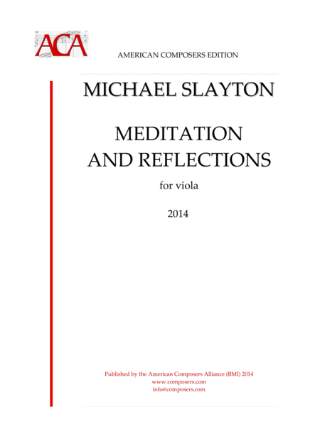 Free Sheet Music Slayton Meditation And Reflections