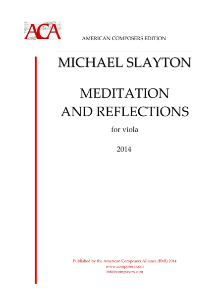 Slayton Meditation And Reflections Sheet Music