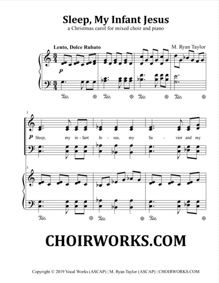 Sleep My Infant Jesus A Christmas Carol For Mixed Choir And Piano Sheet Music