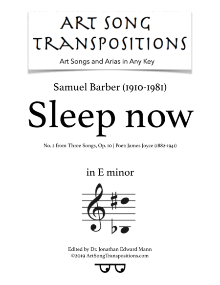 Sleep Now Op 10 No 2 Transposed To E Minor Sheet Music