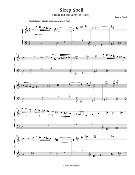 Sleep Spell Todd And The Vampire Intro Sheet Music