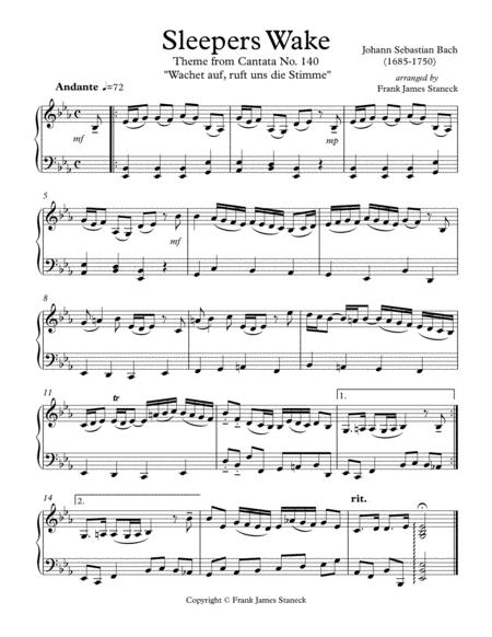 Free Sheet Music Sleepers Wake Theme From Js Bach Cantata No 140