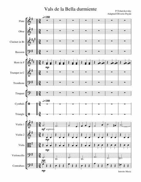 Sleeping Beauty Waltz For Classical Orchestra Sheet Music