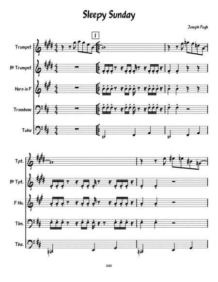 Sleepy Sunday For Brass Quintet Sheet Music