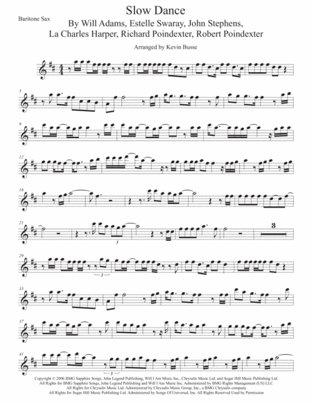 Slow Dance Bari Sax Sheet Music