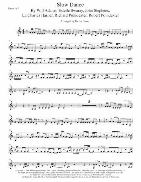 Free Sheet Music Slow Dance Horn In F Easy Key Of C