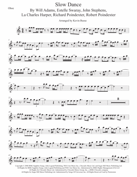 Free Sheet Music Slow Dance Oboe Easy Key Of C