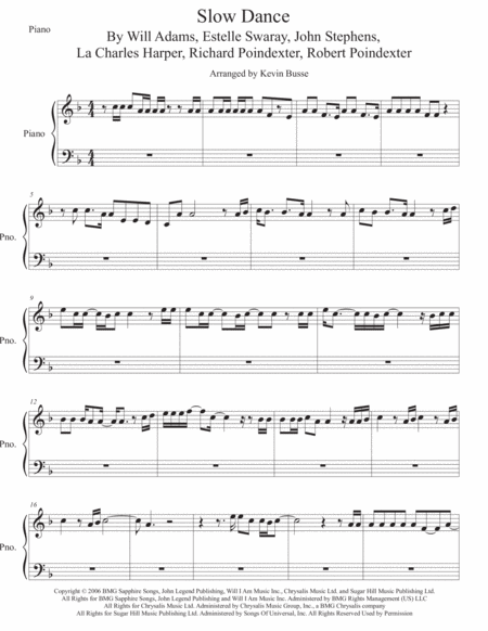 Slow Dance Piano Sheet Music