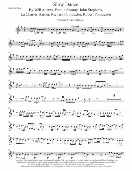 Free Sheet Music Slow Dance Soprano Sax