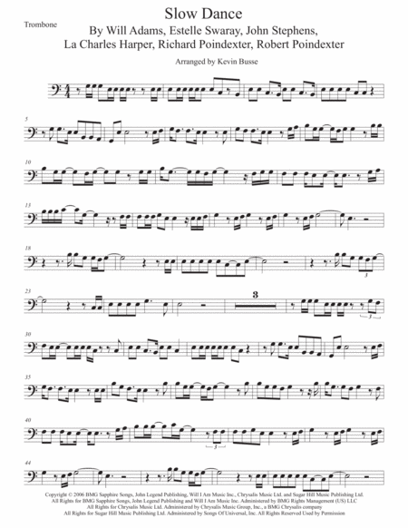 Slow Dance Trombone Easy Key Of C Sheet Music