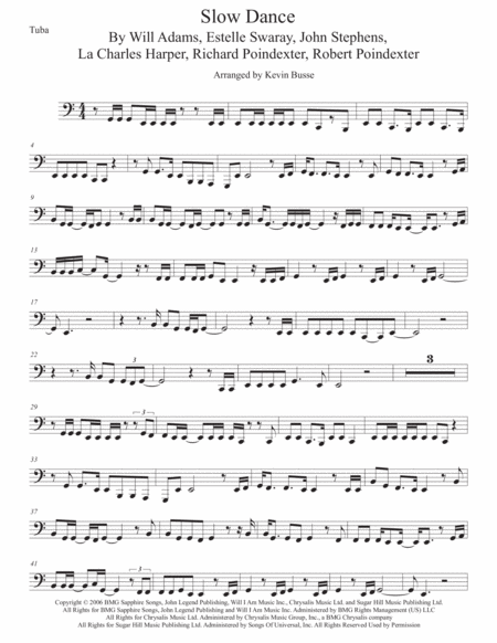 Slow Dance Tuba Easy Key Of C Sheet Music