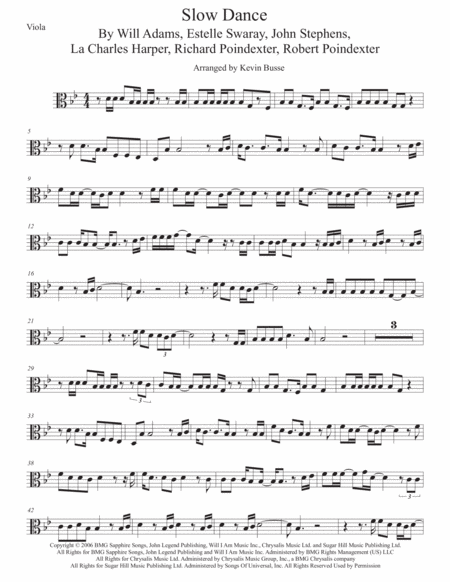 Slow Dance Viola Original Key Sheet Music