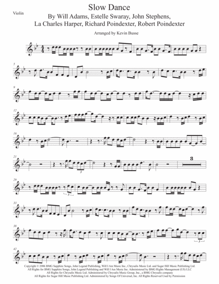 Slow Dance Violin Original Key Sheet Music