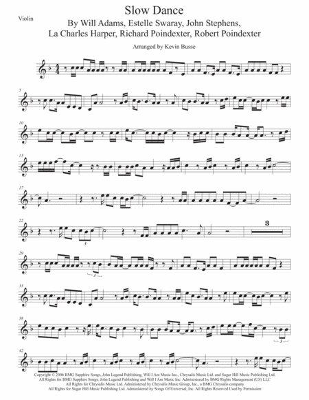 Slow Dance Violin Sheet Music