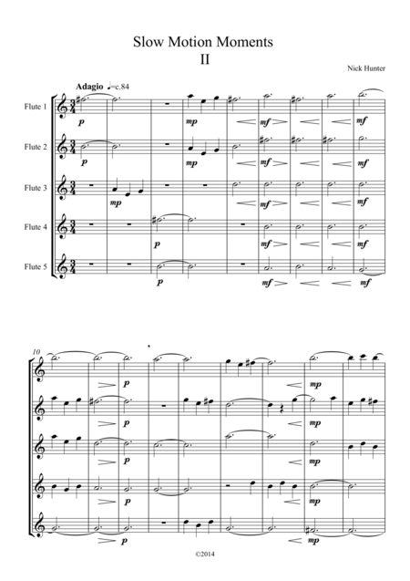 Slow Motion Moments For Flute Choir Sheet Music