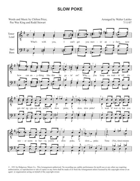 Free Sheet Music Slow Poke