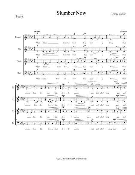 Free Sheet Music Slumber Now