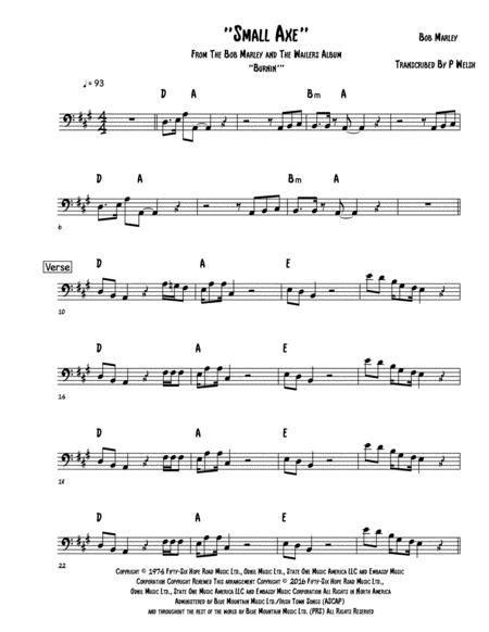 Small Axe Bass Guitar Sheet Music