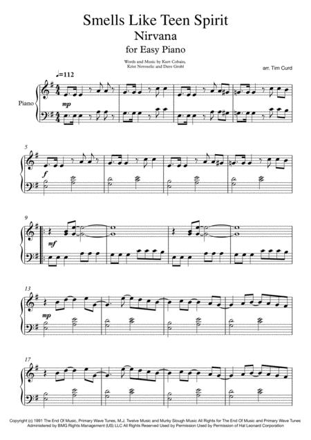 Free Sheet Music Smells Like Teen Spirit For Easy Piano